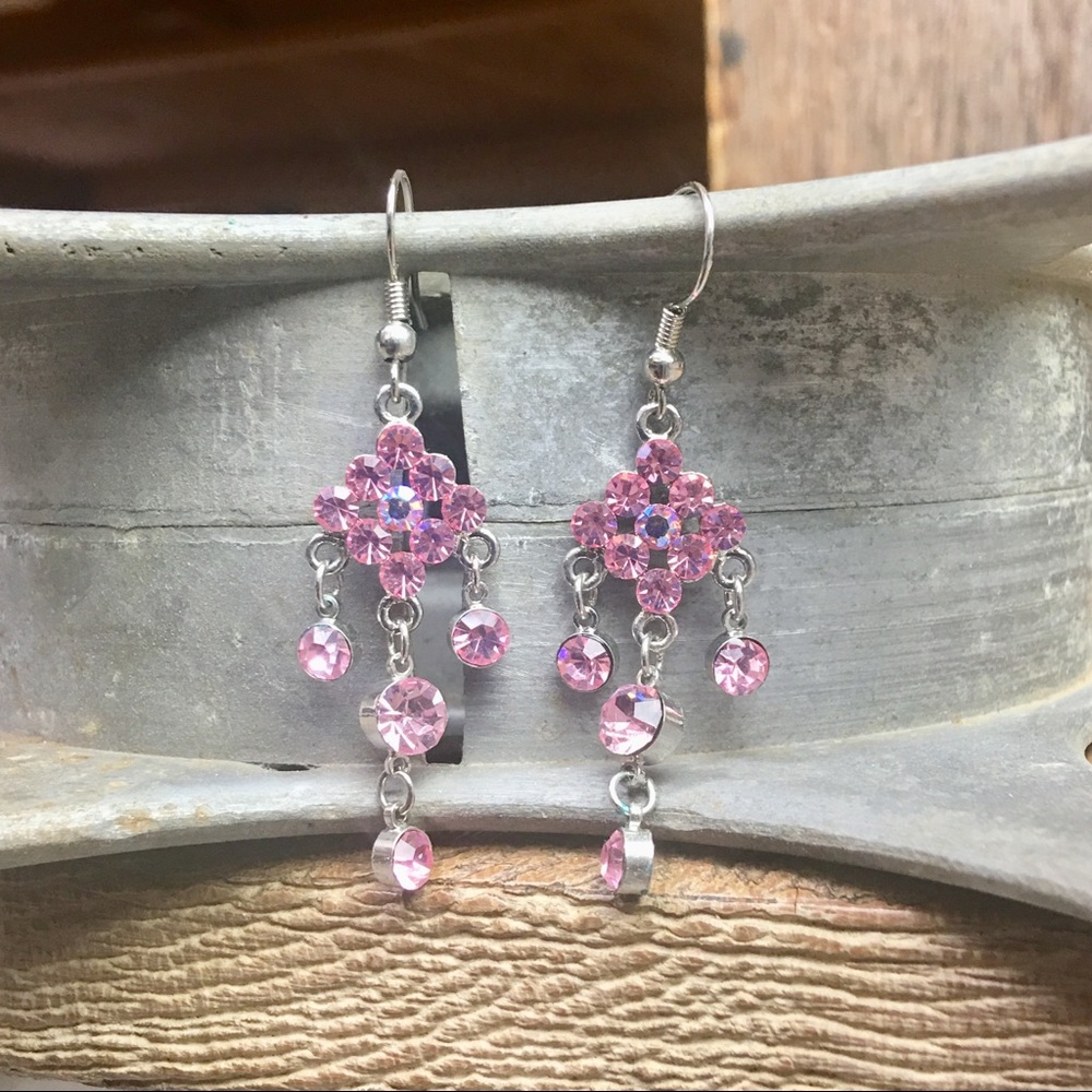 New! Millennial Pink Chandelier Earrings